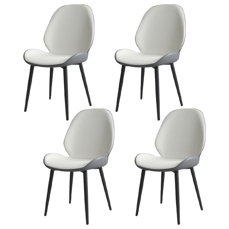 Contemporary Indoor-Outdoor Metal Chair Home Wingback Armless Side Chair White-Gray 4 Piece Set Clearhalo ' kitchen&dining_furn' 'Dining Chairs' 'Dining Tables & Seating' 'dining_chair' 'furn' 'furn_dining_chair' 'Furniture' 'furniture_dining_chair' 'Kitchen & Dining Furniture' 'kitchen' 3703429