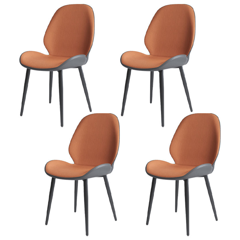 Contemporary Indoor-Outdoor Metal Chair Home Wingback Armless Side Chair Orange-Gray 4 Piece Set Clearhalo ' kitchen&dining_furn' 'Dining Chairs' 'Dining Tables & Seating' 'dining_chair' 'furn' 'furn_dining_chair' 'Furniture' 'furniture_dining_chair' 'Kitchen & Dining Furniture' 'kitchen' 3703432