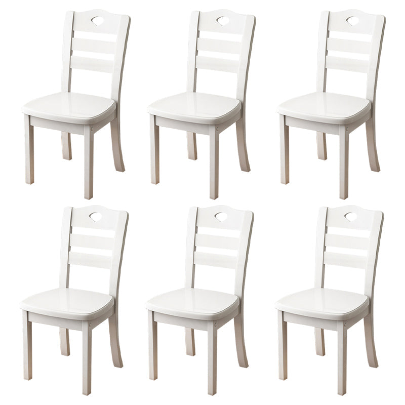 Contemporary Indoor-Outdoor Wood Chair Home Armless Ladder Back Dining Chair White 6 Piece Set Clearhalo ' kitchen&dining_furn' 'Dining Chairs' 'Dining Tables & Seating' 'dining_chair' 'furn' 'furn_dining_chair' 'Furniture' 'furniture_dining_chair' 'Kitchen & Dining Furniture' 'kitchen' 3703438