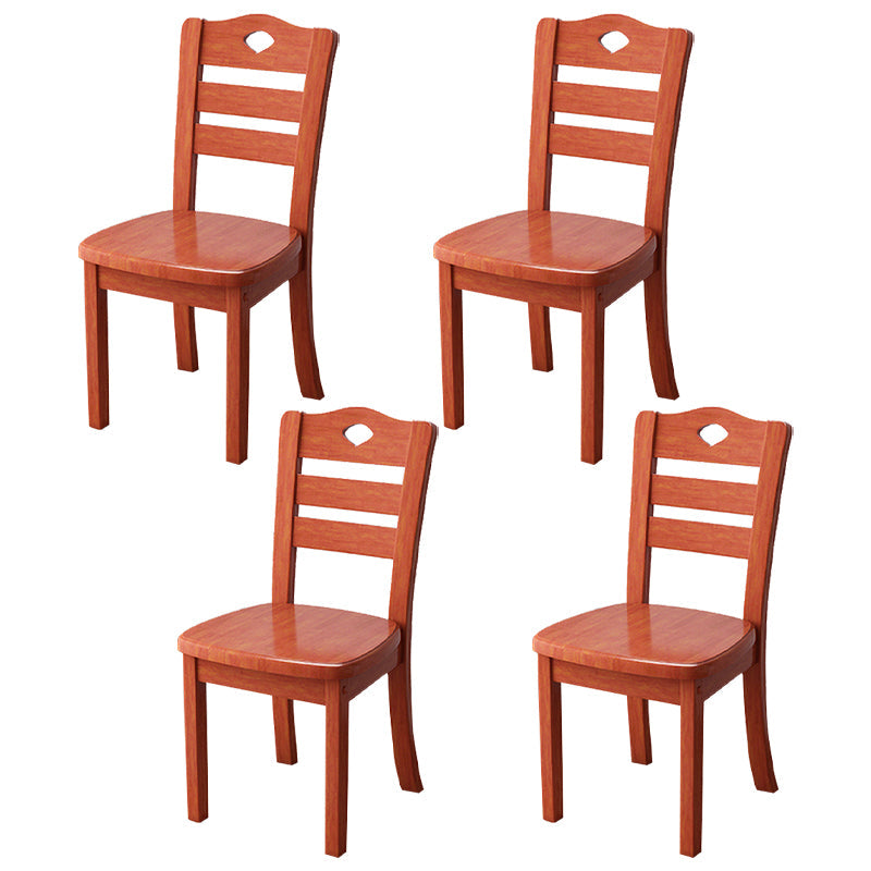 Contemporary Indoor-Outdoor Wood Chair Home Armless Ladder Back Dining Chair Red Brown 4 Piece Set Clearhalo ' kitchen&dining_furn' 'Dining Chairs' 'Dining Tables & Seating' 'dining_chair' 'furn' 'furn_dining_chair' 'Furniture' 'furniture_dining_chair' 'Kitchen & Dining Furniture' 'kitchen' 3703448