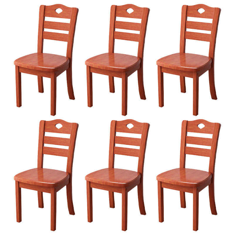 Contemporary Indoor-Outdoor Wood Chair Home Armless Ladder Back Dining Chair Red Brown 6 Piece Set Clearhalo ' kitchen&dining_furn' 'Dining Chairs' 'Dining Tables & Seating' 'dining_chair' 'furn' 'furn_dining_chair' 'Furniture' 'furniture_dining_chair' 'Kitchen & Dining Furniture' 'kitchen' 3703450