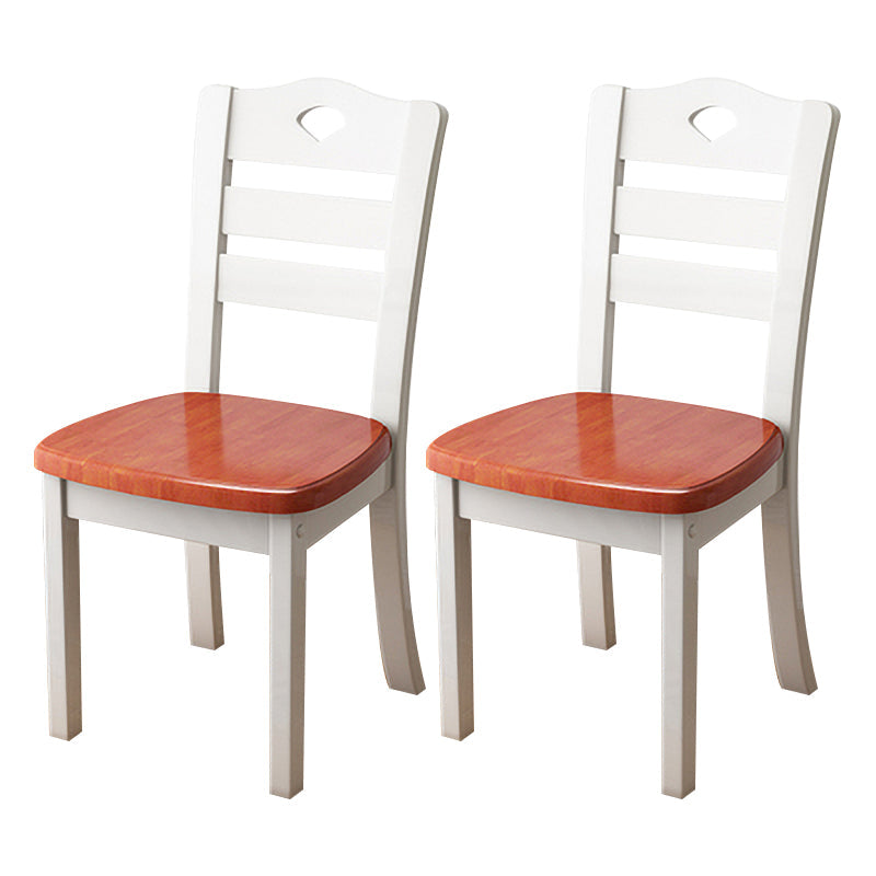 Contemporary Indoor-Outdoor Wood Chair Home Armless Ladder Back Dining Chair Burgundy-White 2 Piece Set Clearhalo ' kitchen&dining_furn' 'Dining Chairs' 'Dining Tables & Seating' 'dining_chair' 'furn' 'furn_dining_chair' 'Furniture' 'furniture_dining_chair' 'Kitchen & Dining Furniture' 'kitchen' 3703452