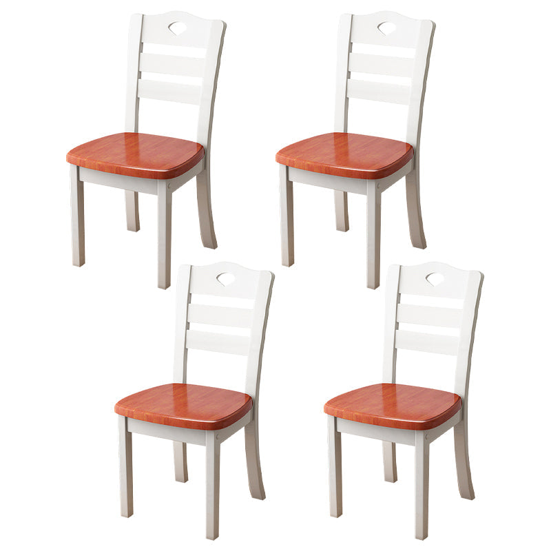 Contemporary Indoor-Outdoor Wood Chair Home Armless Ladder Back Dining Chair Burgundy-White 4 Piece Set Clearhalo ' kitchen&dining_furn' 'Dining Chairs' 'Dining Tables & Seating' 'dining_chair' 'furn' 'furn_dining_chair' 'Furniture' 'furniture_dining_chair' 'Kitchen & Dining Furniture' 'kitchen' 3703453