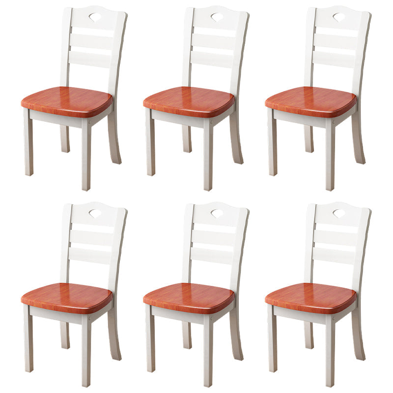 Contemporary Indoor-Outdoor Wood Chair Home Armless Ladder Back Dining Chair Burgundy-White 6 Piece Set Clearhalo ' kitchen&dining_furn' 'Dining Chairs' 'Dining Tables & Seating' 'dining_chair' 'furn' 'furn_dining_chair' 'Furniture' 'furniture_dining_chair' 'Kitchen & Dining Furniture' 'kitchen' 3703454