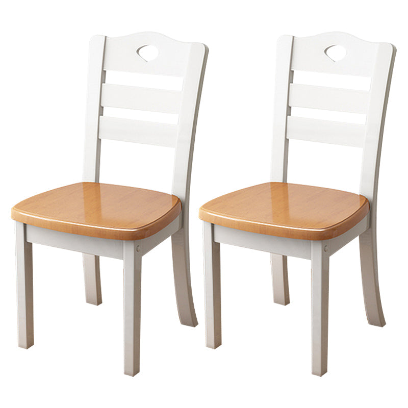 Contemporary Indoor-Outdoor Wood Chair Home Armless Ladder Back Dining Chair Khaki-White 2 Piece Set Clearhalo ' kitchen&dining_furn' 'Dining Chairs' 'Dining Tables & Seating' 'dining_chair' 'furn' 'furn_dining_chair' 'Furniture' 'furniture_dining_chair' 'Kitchen & Dining Furniture' 'kitchen' 3703455