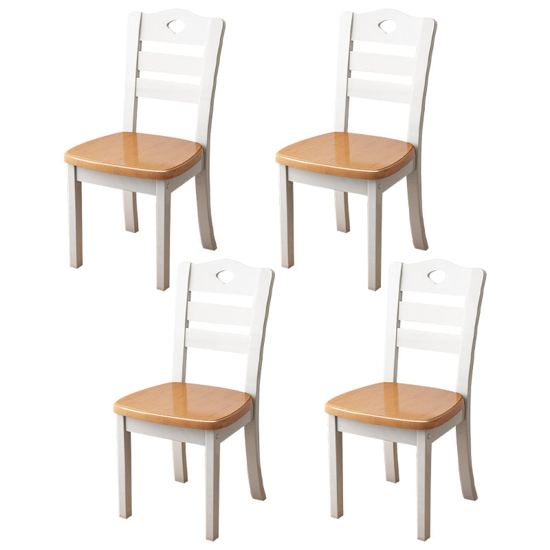 Contemporary Indoor-Outdoor Wood Chair Home Armless Ladder Back Dining Chair Khaki-White 4 Piece Set Clearhalo ' kitchen&dining_furn' 'Dining Chairs' 'Dining Tables & Seating' 'dining_chair' 'furn' 'furn_dining_chair' 'Furniture' 'furniture_dining_chair' 'Kitchen & Dining Furniture' 'kitchen' 3703456