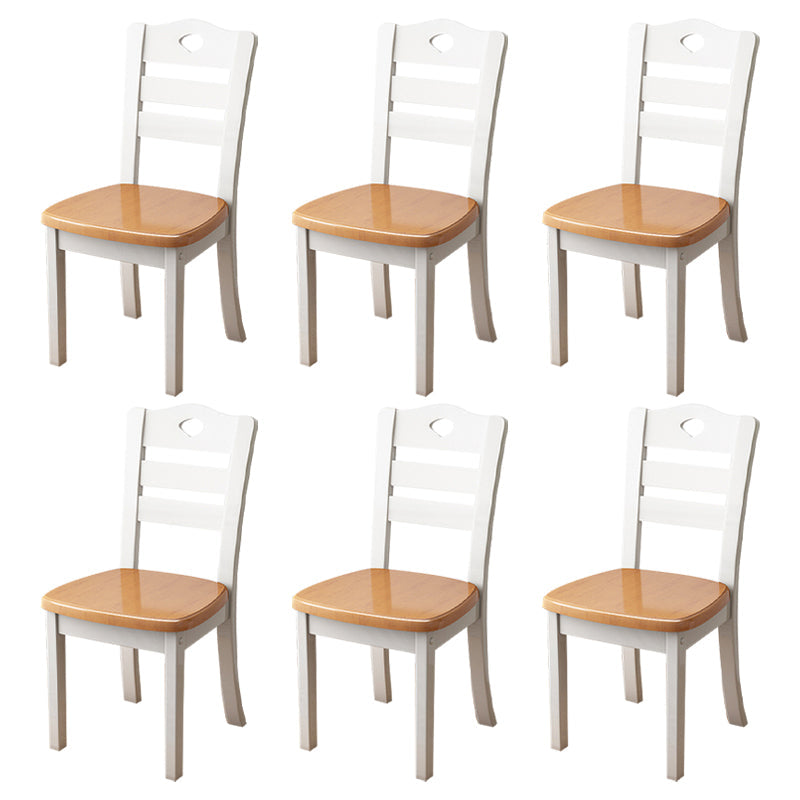 Contemporary Indoor-Outdoor Wood Chair Home Armless Ladder Back Dining Chair Khaki-White 6 Piece Set Clearhalo ' kitchen&dining_furn' 'Dining Chairs' 'Dining Tables & Seating' 'dining_chair' 'furn' 'furn_dining_chair' 'Furniture' 'furniture_dining_chair' 'Kitchen & Dining Furniture' 'kitchen' 3703457