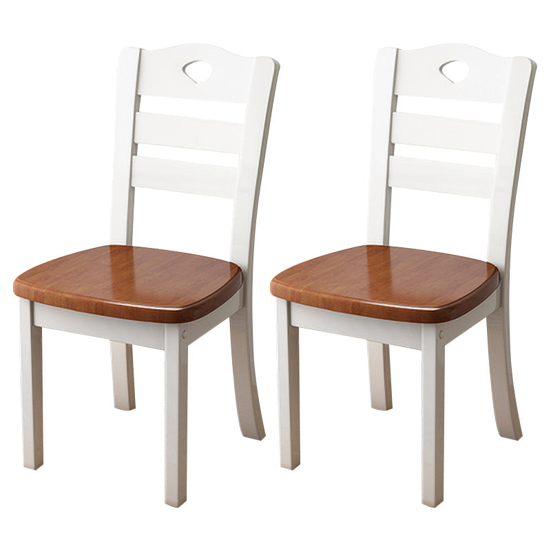Contemporary Indoor-Outdoor Wood Chair Home Armless Ladder Back Dining Chair White-Brown 2 Piece Set Clearhalo ' kitchen&dining_furn' 'Dining Chairs' 'Dining Tables & Seating' 'dining_chair' 'furn' 'furn_dining_chair' 'Furniture' 'furniture_dining_chair' 'Kitchen & Dining Furniture' 'kitchen' 3703458