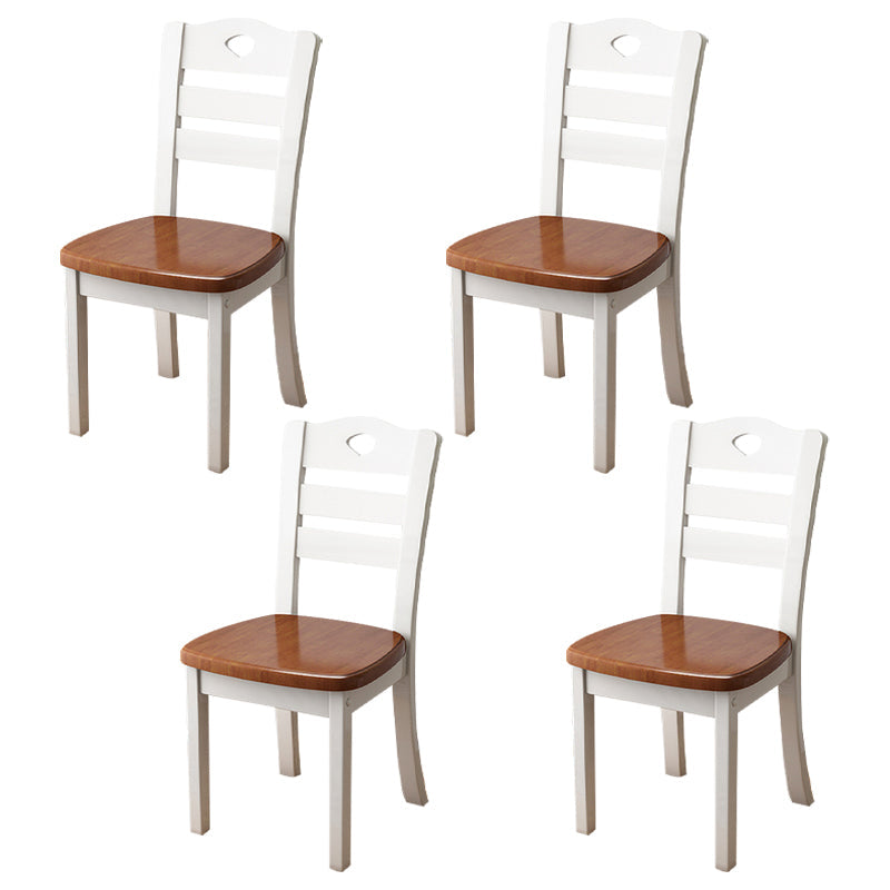 Contemporary Indoor-Outdoor Wood Chair Home Armless Ladder Back Dining Chair White-Brown 4 Piece Set Clearhalo ' kitchen&dining_furn' 'Dining Chairs' 'Dining Tables & Seating' 'dining_chair' 'furn' 'furn_dining_chair' 'Furniture' 'furniture_dining_chair' 'Kitchen & Dining Furniture' 'kitchen' 3703459