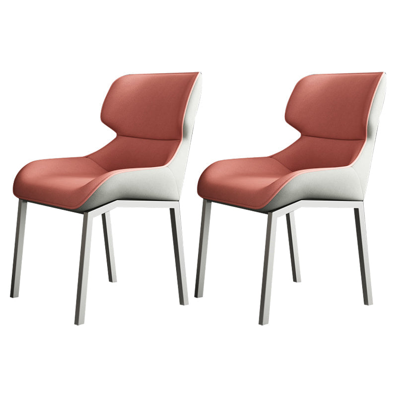Contemporary Metal Dining Room Armless chairs Wingback Side Chair for Home Use Red 2 Piece Set Clearhalo ' kitchen&dining_furn' 'Dining Chairs' 'Dining Tables & Seating' 'dining_chair' 'furn' 'furn_dining_chair' 'Furniture' 'furniture_dining_chair' 'Kitchen & Dining Furniture' 'kitchen' 3703470