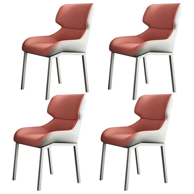 Contemporary Metal Dining Room Armless chairs Wingback Side Chair for Home Use Red 4 Piece Set Clearhalo ' kitchen&dining_furn' 'Dining Chairs' 'Dining Tables & Seating' 'dining_chair' 'furn' 'furn_dining_chair' 'Furniture' 'furniture_dining_chair' 'Kitchen & Dining Furniture' 'kitchen' 3703472