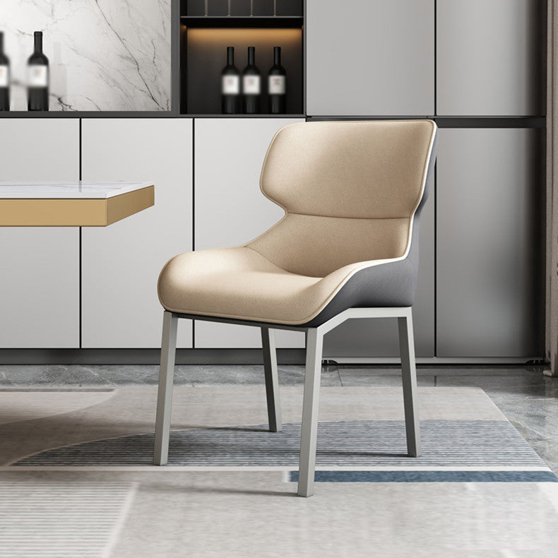 Contemporary Metal Dining Room Armless chairs Wingback Side Chair for Home Use Camel 1 Piece Clearhalo ' kitchen&dining_furn' 'Dining Chairs' 'Dining Tables & Seating' 'dining_chair' 'furn' 'furn_dining_chair' 'Furniture' 'furniture_dining_chair' 'Kitchen & Dining Furniture' 'kitchen' 3703473