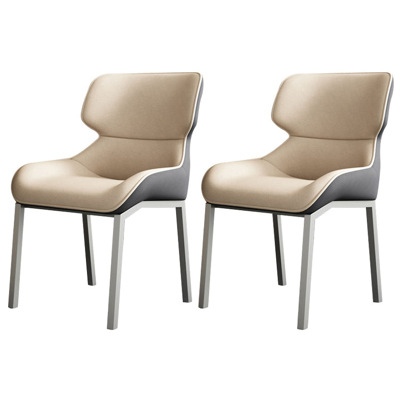Contemporary Metal Dining Room Armless chairs Wingback Side Chair for Home Use Camel 2 Piece Set Clearhalo ' kitchen&dining_furn' 'Dining Chairs' 'Dining Tables & Seating' 'dining_chair' 'furn' 'furn_dining_chair' 'Furniture' 'furniture_dining_chair' 'Kitchen & Dining Furniture' 'kitchen' 3703476