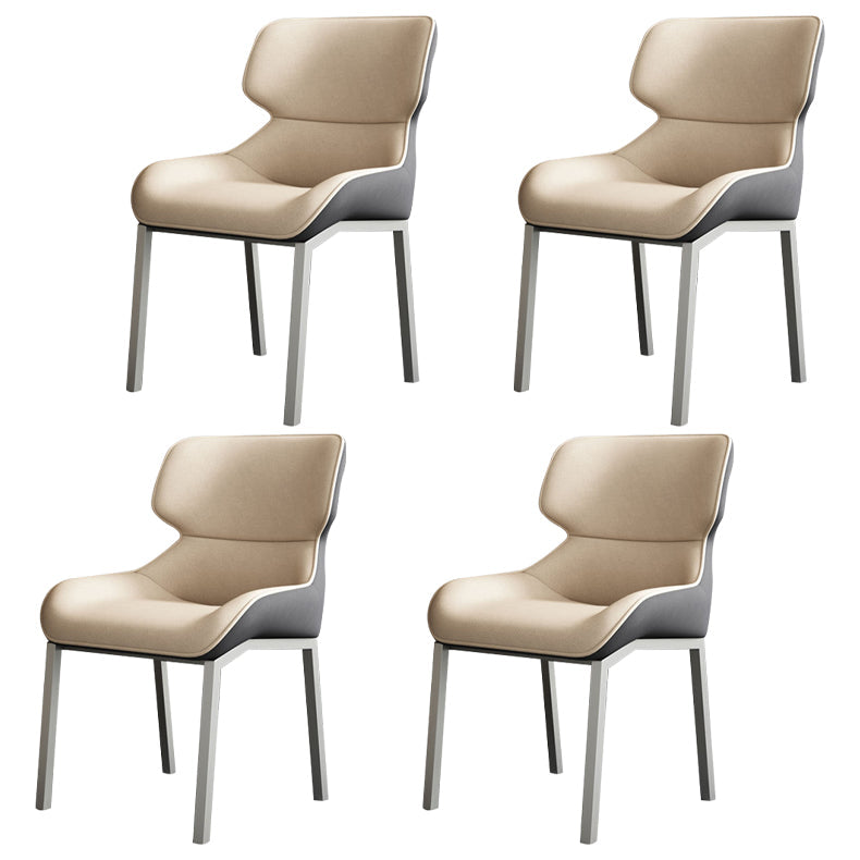 Contemporary Metal Dining Room Armless chairs Wingback Side Chair for Home Use Camel 4 Piece Set Clearhalo ' kitchen&dining_furn' 'Dining Chairs' 'Dining Tables & Seating' 'dining_chair' 'furn' 'furn_dining_chair' 'Furniture' 'furniture_dining_chair' 'Kitchen & Dining Furniture' 'kitchen' 3703478