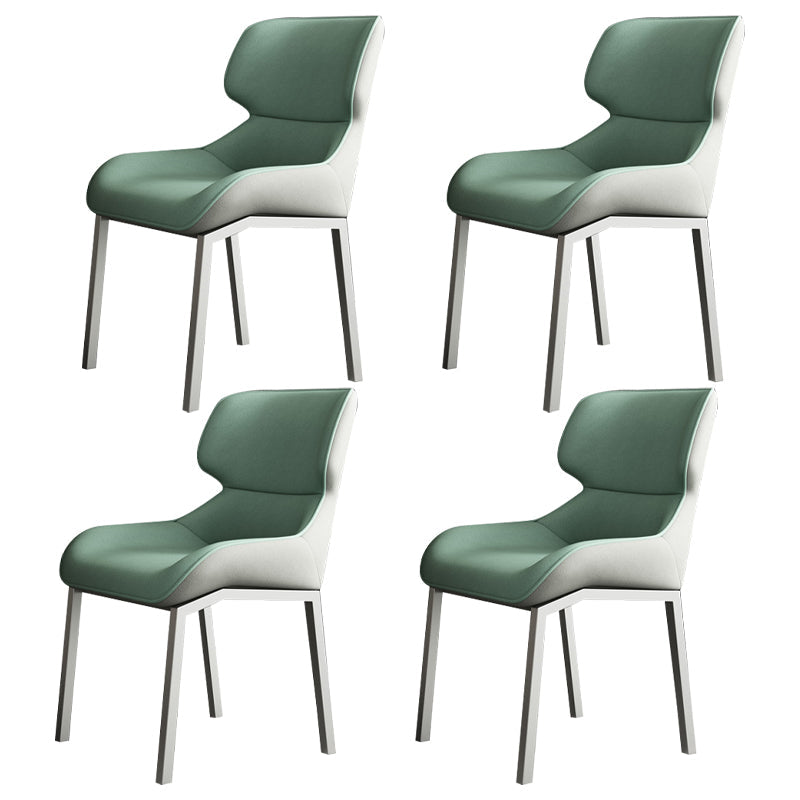 Contemporary Metal Dining Room Armless chairs Wingback Side Chair for Home Use Olive Green 4 Piece Set Clearhalo ' kitchen&dining_furn' 'Dining Chairs' 'Dining Tables & Seating' 'dining_chair' 'furn' 'furn_dining_chair' 'Furniture' 'furniture_dining_chair' 'Kitchen & Dining Furniture' 'kitchen' 3703488