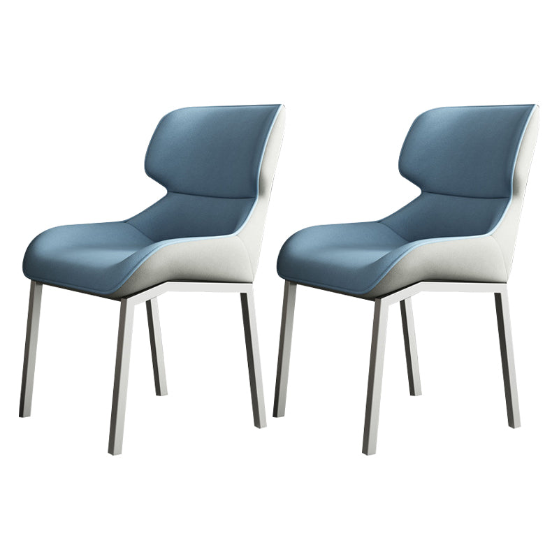 Contemporary Metal Dining Room Armless chairs Wingback Side Chair for Home Use Peacock Blue 2 Piece Set Clearhalo ' kitchen&dining_furn' 'Dining Chairs' 'Dining Tables & Seating' 'dining_chair' 'furn' 'furn_dining_chair' 'Furniture' 'furniture_dining_chair' 'Kitchen & Dining Furniture' 'kitchen' 3703490