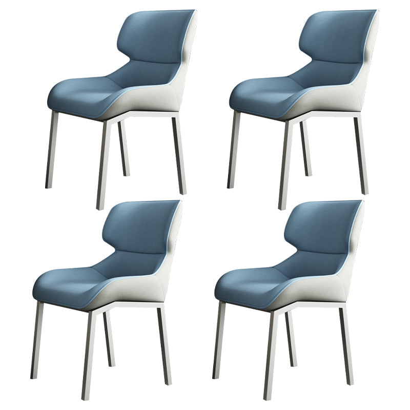 Contemporary Metal Dining Room Armless chairs Wingback Side Chair for Home Use Peacock Blue 4 Piece Set Clearhalo ' kitchen&dining_furn' 'Dining Chairs' 'Dining Tables & Seating' 'dining_chair' 'furn' 'furn_dining_chair' 'Furniture' 'furniture_dining_chair' 'Kitchen & Dining Furniture' 'kitchen' 3703491