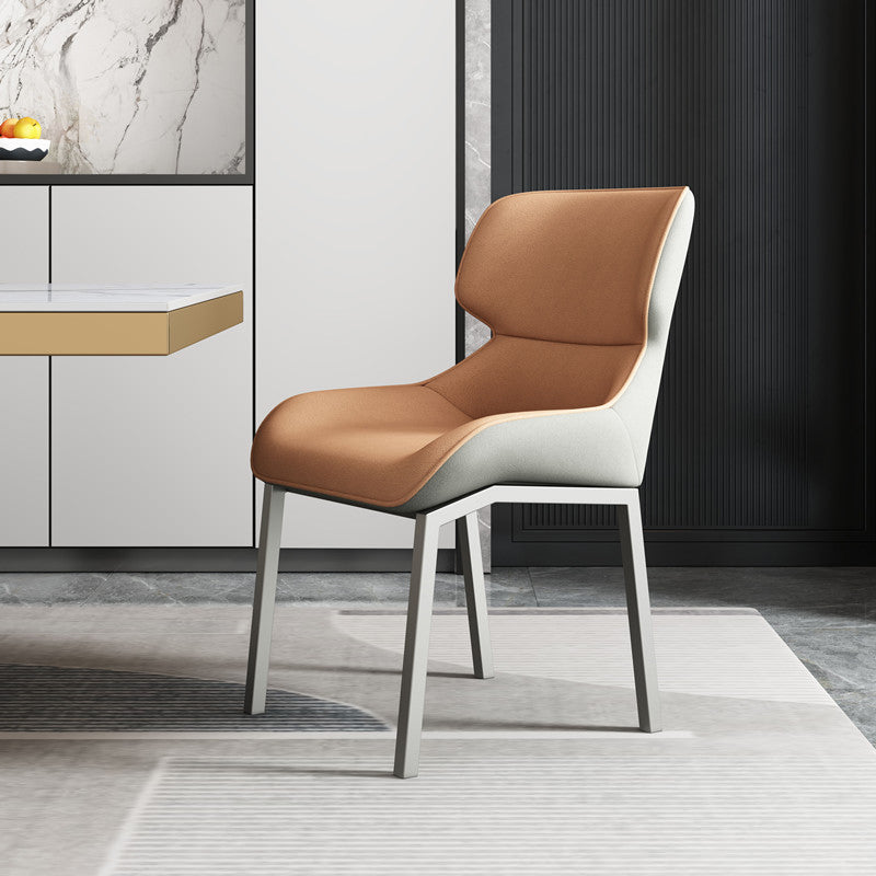 Contemporary Metal Dining Room Armless chairs Wingback Side Chair for Home Use Orange 1 Piece Clearhalo ' kitchen&dining_furn' 'Dining Chairs' 'Dining Tables & Seating' 'dining_chair' 'furn' 'furn_dining_chair' 'Furniture' 'furniture_dining_chair' 'Kitchen & Dining Furniture' 'kitchen' 3703492
