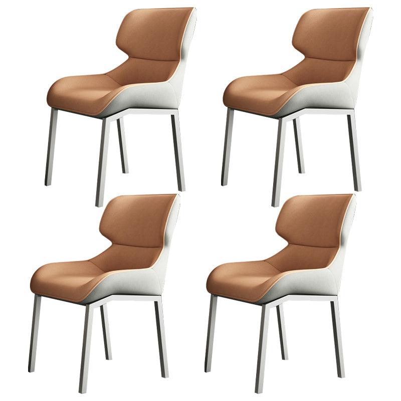 Contemporary Metal Dining Room Armless chairs Wingback Side Chair for Home Use Orange 4 Piece Set Clearhalo ' kitchen&dining_furn' 'Dining Chairs' 'Dining Tables & Seating' 'dining_chair' 'furn' 'furn_dining_chair' 'Furniture' 'furniture_dining_chair' 'Kitchen & Dining Furniture' 'kitchen' 3703494