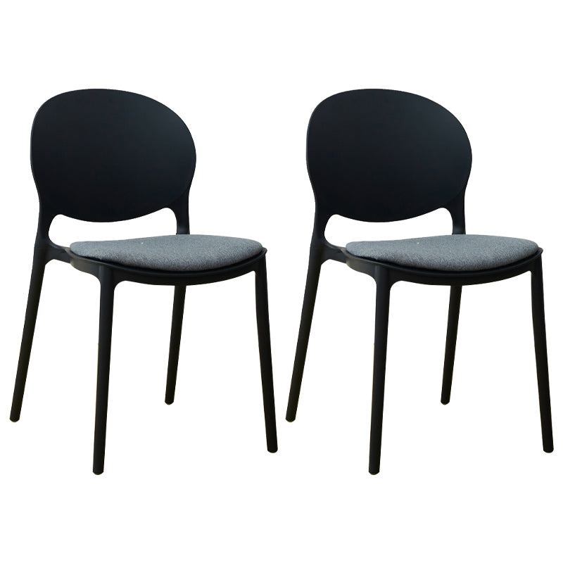 Stackable Plastic Armless Dining Chairs Indoor Scandinavian Side Chair Black 2 Piece Set Clearhalo ' kitchen&dining_furn' 'Dining Chairs' 'Dining Tables & Seating' 'dining_chair' 'furn' 'furn_dining_chair' 'Furniture' 'furniture_dining_chair' 'Kitchen & Dining Furniture' 'kitchen' 3703496