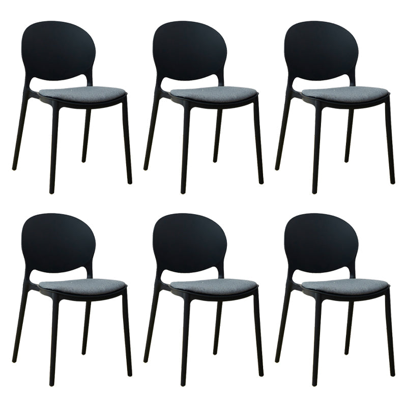 Stackable Plastic Armless Dining Chairs Indoor Scandinavian Side Chair Black 6 Piece Set Clearhalo ' kitchen&dining_furn' 'Dining Chairs' 'Dining Tables & Seating' 'dining_chair' 'furn' 'furn_dining_chair' 'Furniture' 'furniture_dining_chair' 'Kitchen & Dining Furniture' 'kitchen' 3703499