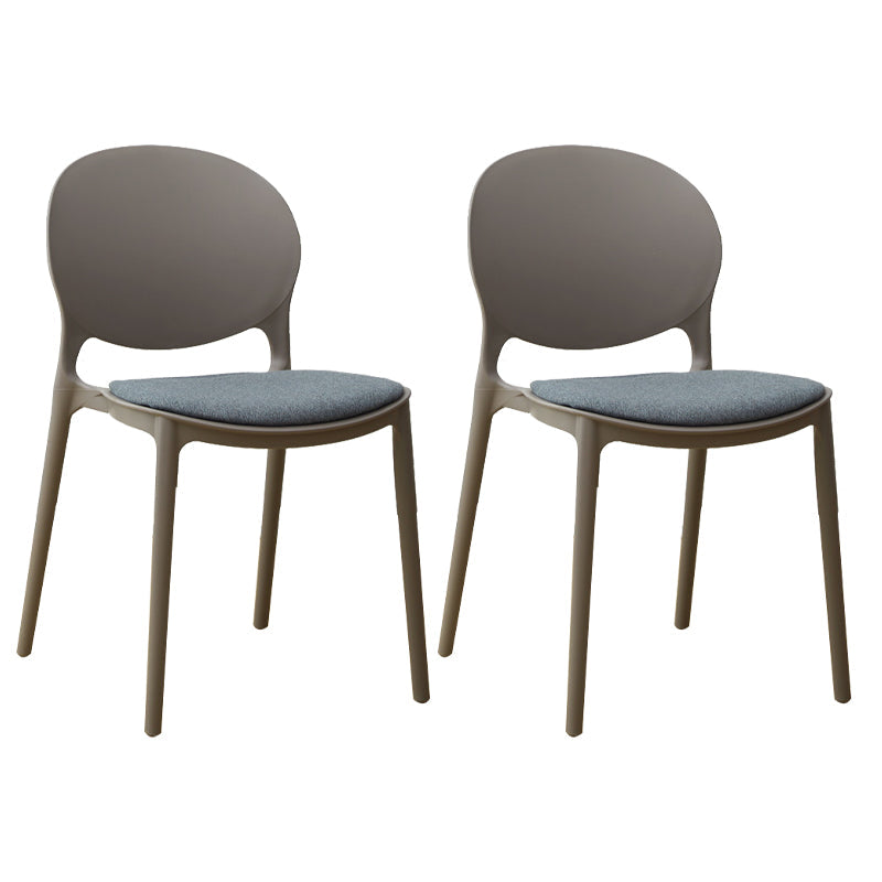 Stackable Plastic Armless Dining Chairs Indoor Scandinavian Side Chair Grey 2 Piece Set Clearhalo ' kitchen&dining_furn' 'Dining Chairs' 'Dining Tables & Seating' 'dining_chair' 'furn' 'furn_dining_chair' 'Furniture' 'furniture_dining_chair' 'Kitchen & Dining Furniture' 'kitchen' 3703502