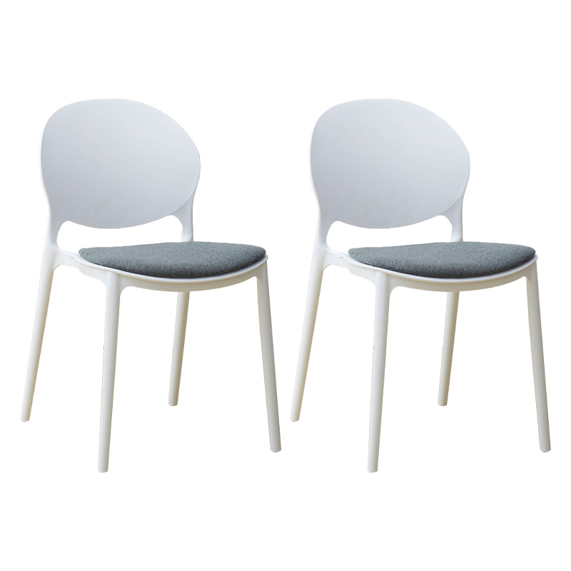 Stackable Plastic Armless Dining Chairs Indoor Scandinavian Side Chair White 2 Piece Set Clearhalo ' kitchen&dining_furn' 'Dining Chairs' 'Dining Tables & Seating' 'dining_chair' 'furn' 'furn_dining_chair' 'Furniture' 'furniture_dining_chair' 'Kitchen & Dining Furniture' 'kitchen' 3703508
