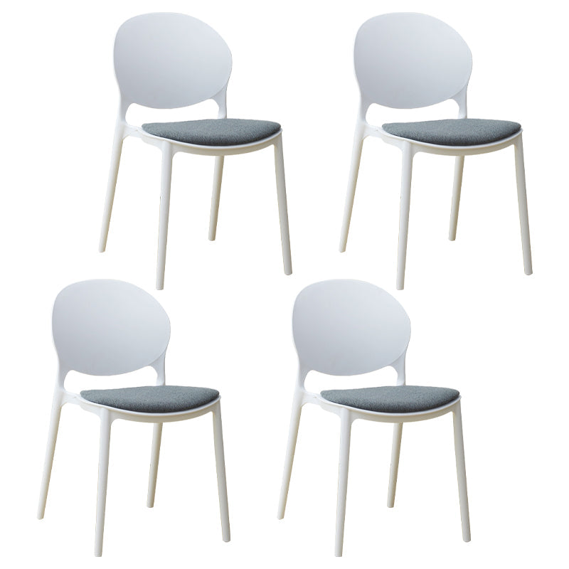 Stackable Plastic Armless Dining Chairs Indoor Scandinavian Side Chair White 4 Piece Set Clearhalo ' kitchen&dining_furn' 'Dining Chairs' 'Dining Tables & Seating' 'dining_chair' 'furn' 'furn_dining_chair' 'Furniture' 'furniture_dining_chair' 'Kitchen & Dining Furniture' 'kitchen' 3703510