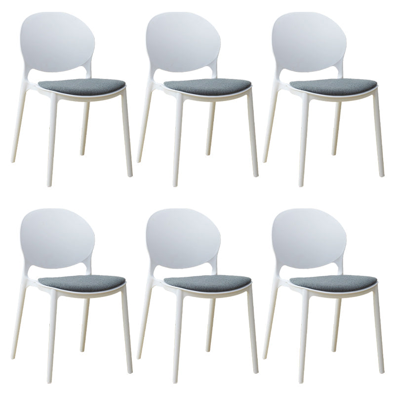 Stackable Plastic Armless Dining Chairs Indoor Scandinavian Side Chair White 6 Piece Set Clearhalo ' kitchen&dining_furn' 'Dining Chairs' 'Dining Tables & Seating' 'dining_chair' 'furn' 'furn_dining_chair' 'Furniture' 'furniture_dining_chair' 'Kitchen & Dining Furniture' 'kitchen' 3703512