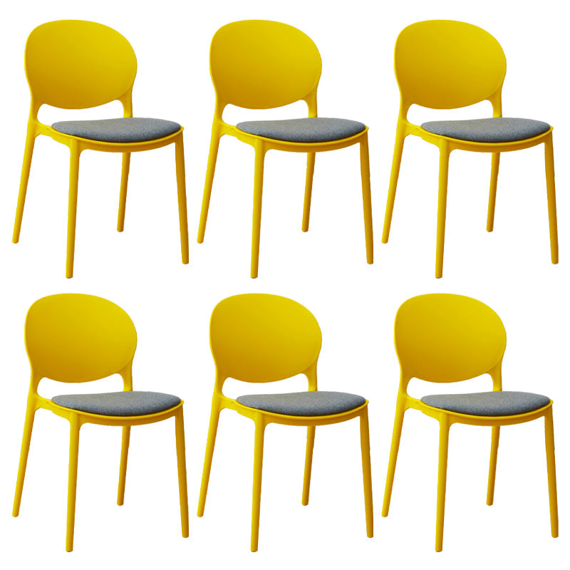 Stackable Plastic Armless Dining Chairs Indoor Scandinavian Side Chair Yellow 6 Piece Set Clearhalo ' kitchen&dining_furn' 'Dining Chairs' 'Dining Tables & Seating' 'dining_chair' 'furn' 'furn_dining_chair' 'Furniture' 'furniture_dining_chair' 'Kitchen & Dining Furniture' 'kitchen' 3703516