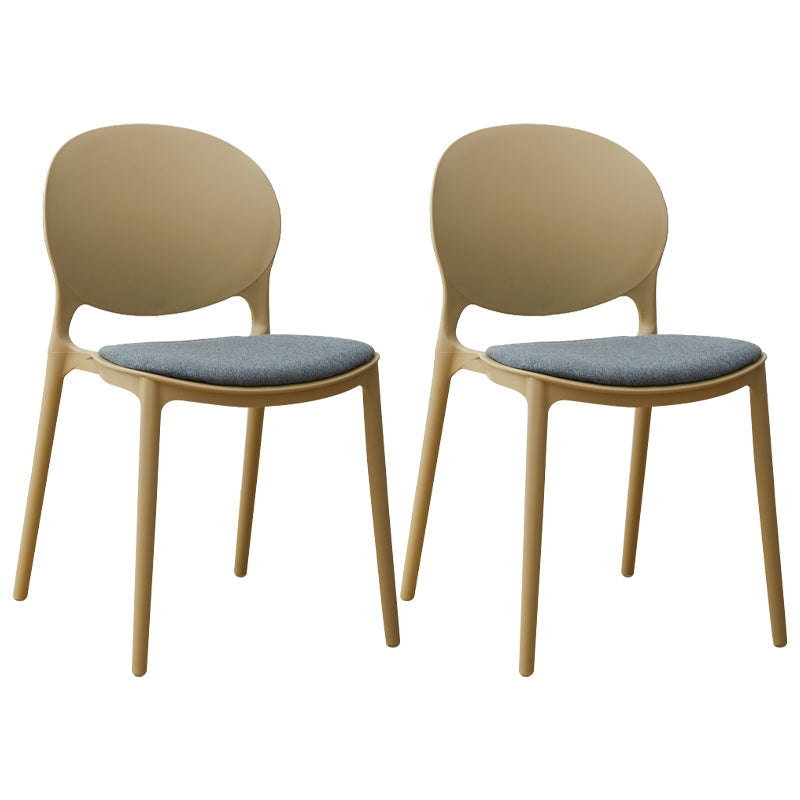 Stackable Plastic Armless Dining Chairs Indoor Scandinavian Side Chair Camel 2 Piece Set Clearhalo ' kitchen&dining_furn' 'Dining Chairs' 'Dining Tables & Seating' 'dining_chair' 'furn' 'furn_dining_chair' 'Furniture' 'furniture_dining_chair' 'Kitchen & Dining Furniture' 'kitchen' 3703517