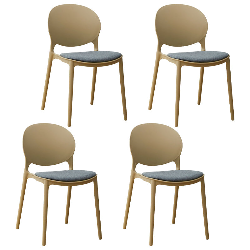 Stackable Plastic Armless Dining Chairs Indoor Scandinavian Side Chair Camel 4 Piece Set Clearhalo ' kitchen&dining_furn' 'Dining Chairs' 'Dining Tables & Seating' 'dining_chair' 'furn' 'furn_dining_chair' 'Furniture' 'furniture_dining_chair' 'Kitchen & Dining Furniture' 'kitchen' 3703518