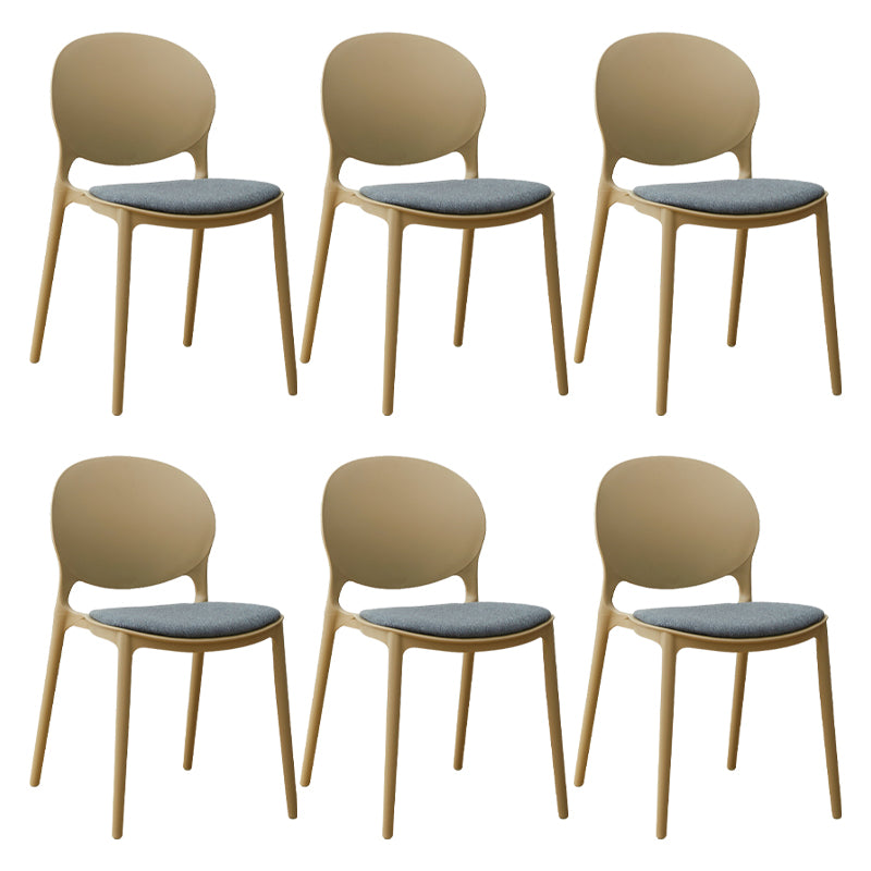 Stackable Plastic Armless Dining Chairs Indoor Scandinavian Side Chair Camel 6 Piece Set Clearhalo ' kitchen&dining_furn' 'Dining Chairs' 'Dining Tables & Seating' 'dining_chair' 'furn' 'furn_dining_chair' 'Furniture' 'furniture_dining_chair' 'Kitchen & Dining Furniture' 'kitchen' 3703519