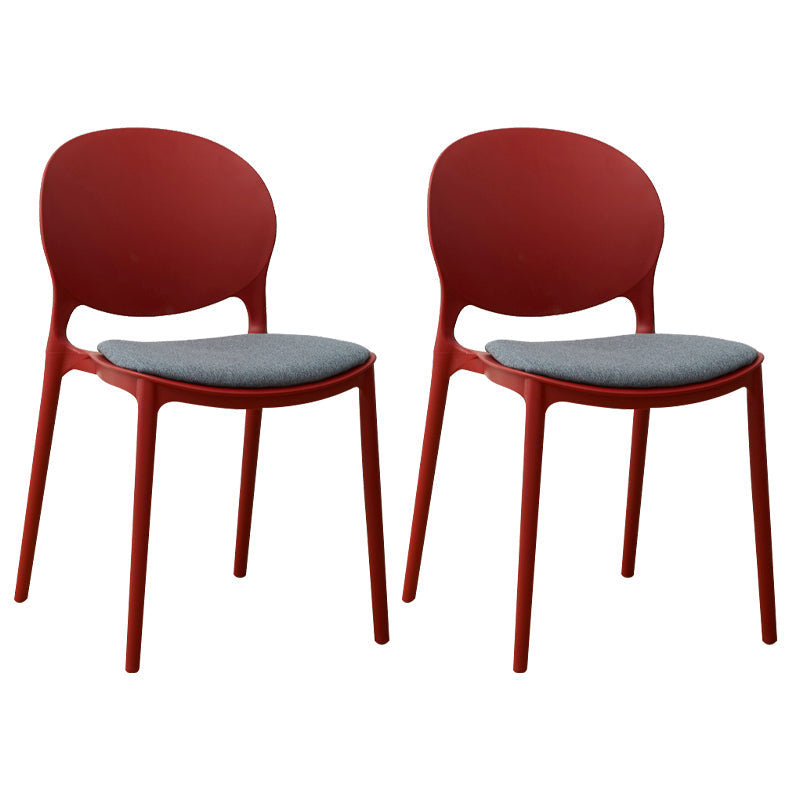 Stackable Plastic Armless Dining Chairs Indoor Scandinavian Side Chair Burgundy 2 Piece Set Clearhalo ' kitchen&dining_furn' 'Dining Chairs' 'Dining Tables & Seating' 'dining_chair' 'furn' 'furn_dining_chair' 'Furniture' 'furniture_dining_chair' 'Kitchen & Dining Furniture' 'kitchen' 3703520