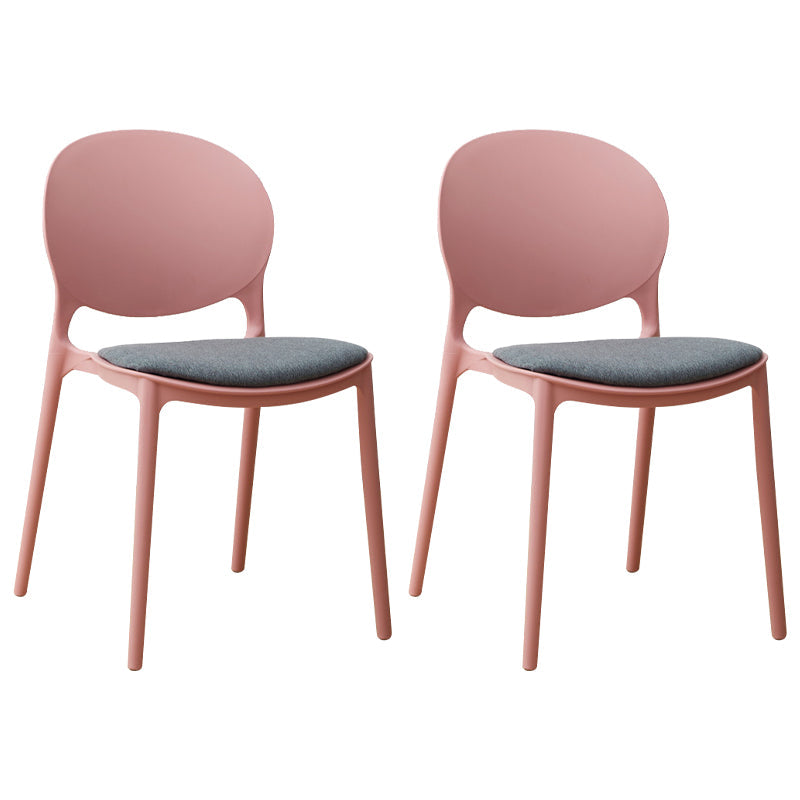 Stackable Plastic Armless Dining Chairs Indoor Scandinavian Side Chair Nude Pink 2 Piece Set Clearhalo ' kitchen&dining_furn' 'Dining Chairs' 'Dining Tables & Seating' 'dining_chair' 'furn' 'furn_dining_chair' 'Furniture' 'furniture_dining_chair' 'Kitchen & Dining Furniture' 'kitchen' 3703526