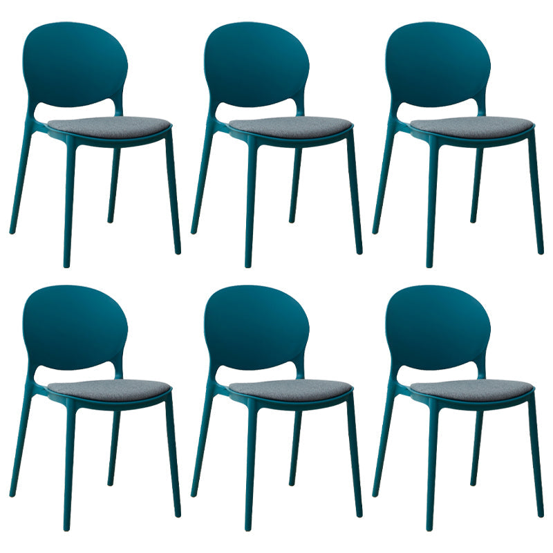 Stackable Plastic Armless Dining Chairs Indoor Scandinavian Side Chair Peacock Blue 6 Piece Set Clearhalo ' kitchen&dining_furn' 'Dining Chairs' 'Dining Tables & Seating' 'dining_chair' 'furn' 'furn_dining_chair' 'Furniture' 'furniture_dining_chair' 'Kitchen & Dining Furniture' 'kitchen' 3703531