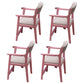 Wood Scandinavian Style Dining Chairs Home Open Back Dining Side Chair with Arm Pink 4 Piece Set Clearhalo ' kitchen&dining_furn' 'Dining Chairs' 'Dining Tables & Seating' 'dining_chair' 'furn' 'furn_dining_chair' 'Furniture' 'furniture_dining_chair' 'Kitchen & Dining Furniture' 'kitchen' 3703546