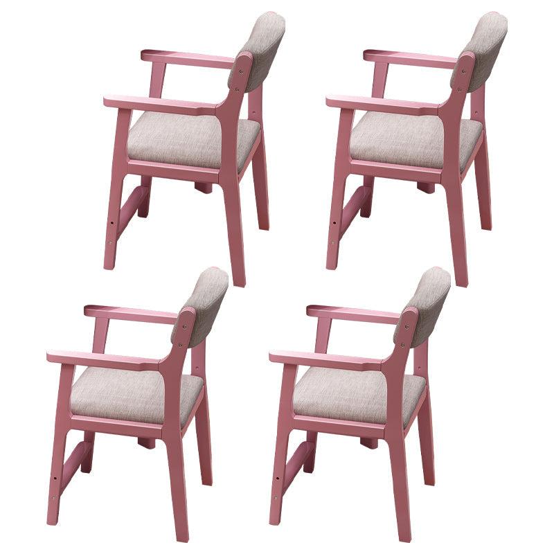 Wood Scandinavian Style Dining Chairs Home Open Back Dining Side Chair with Arm Pink 4 Piece Set Clearhalo ' kitchen&dining_furn' 'Dining Chairs' 'Dining Tables & Seating' 'dining_chair' 'furn' 'furn_dining_chair' 'Furniture' 'furniture_dining_chair' 'Kitchen & Dining Furniture' 'kitchen' 3703546