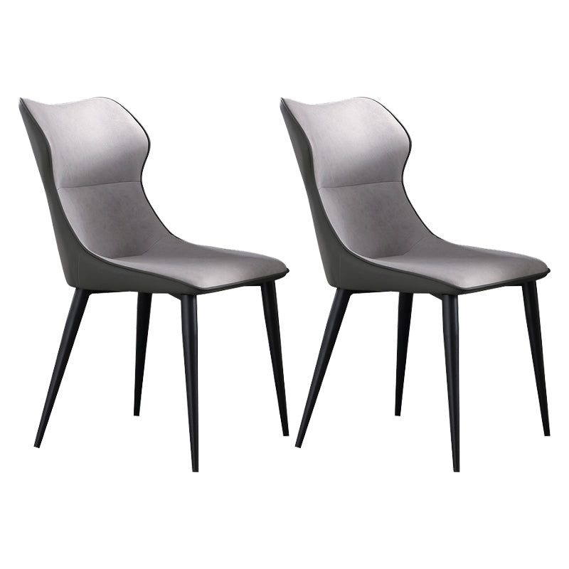 Contemporary Metal Dining Room Armless chairs Upholstered Side Chairs for Home Use Light Gray 2 Piece Set Clearhalo ' kitchen&dining_furn' 'Dining Chairs' 'Dining Tables & Seating' 'dining_chair' 'furn' 'furn_dining_chair' 'Furniture' 'furniture_dining_chair' 'Kitchen & Dining Furniture' 'kitchen' 3703561