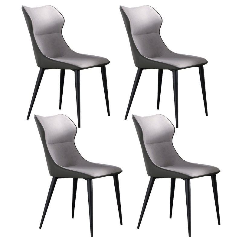 Contemporary Metal Dining Room Armless chairs Upholstered Side Chairs for Home Use Light Gray 4 Piece Set Clearhalo ' kitchen&dining_furn' 'Dining Chairs' 'Dining Tables & Seating' 'dining_chair' 'furn' 'furn_dining_chair' 'Furniture' 'furniture_dining_chair' 'Kitchen & Dining Furniture' 'kitchen' 3703562