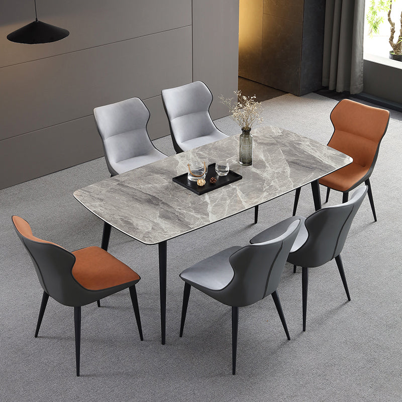 Contemporary Metal Dining Room Armless chairs Upholstered Side Chairs for Home Use Clearhalo ' kitchen&dining_furn' 'Dining Chairs' 'Dining Tables & Seating' 'dining_chair' 'furn' 'furn_dining_chair' 'Furniture' 'furniture_dining_chair' 'Kitchen & Dining Furniture' 'kitchen' 3703564