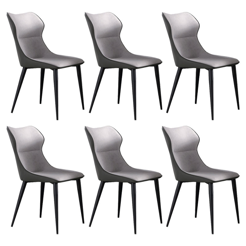 Contemporary Metal Dining Room Armless chairs Upholstered Side Chairs for Home Use Light Gray 6 Piece Set Clearhalo ' kitchen&dining_furn' 'Dining Chairs' 'Dining Tables & Seating' 'dining_chair' 'furn' 'furn_dining_chair' 'Furniture' 'furniture_dining_chair' 'Kitchen & Dining Furniture' 'kitchen' 3703565