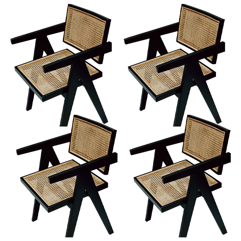 Contemporary Style Solid Rubberwood Chair Open Back Side Kitchen Dining Chair Black 4 Piece Set Clearhalo ' kitchen&dining_furn' 'Dining Chairs' 'Dining Tables & Seating' 'dining_chair' 'furn' 'furn_dining_chair' 'Furniture' 'furniture_dining_chair' 'Kitchen & Dining Furniture' 'kitchen' 3703588