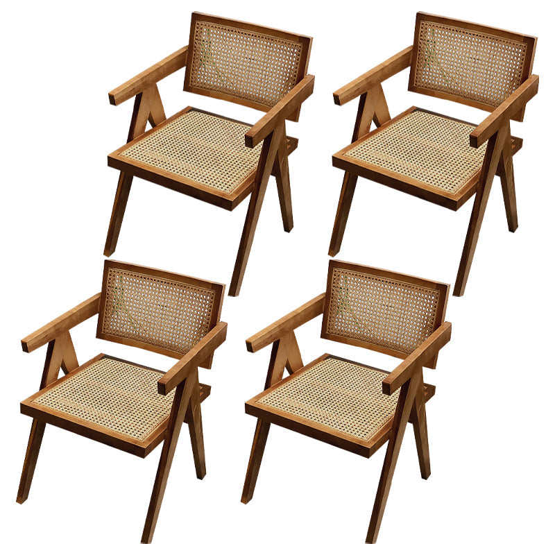 Contemporary Style Solid Rubberwood Chair Open Back Side Kitchen Dining Chair Brown 4 Piece Set Clearhalo ' kitchen&dining_furn' 'Dining Chairs' 'Dining Tables & Seating' 'dining_chair' 'furn' 'furn_dining_chair' 'Furniture' 'furniture_dining_chair' 'Kitchen & Dining Furniture' 'kitchen' 3703593