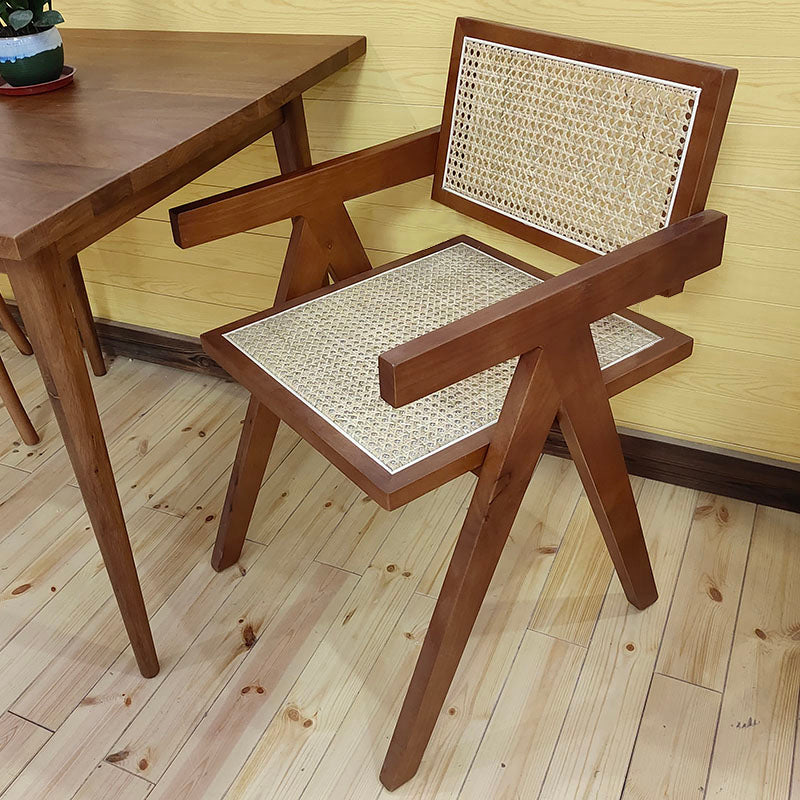 Contemporary Style Solid Rubberwood Chair Open Back Side Kitchen Dining Chair Walnut 1 Piece Clearhalo ' kitchen&dining_furn' 'Dining Chairs' 'Dining Tables & Seating' 'dining_chair' 'furn' 'furn_dining_chair' 'Furniture' 'furniture_dining_chair' 'Kitchen & Dining Furniture' 'kitchen' 3703602