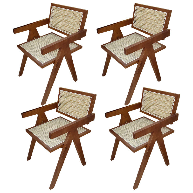 Contemporary Style Solid Rubberwood Chair Open Back Side Kitchen Dining Chair Walnut 4 Piece Set Clearhalo ' kitchen&dining_furn' 'Dining Chairs' 'Dining Tables & Seating' 'dining_chair' 'furn' 'furn_dining_chair' 'Furniture' 'furniture_dining_chair' 'Kitchen & Dining Furniture' 'kitchen' 3703605