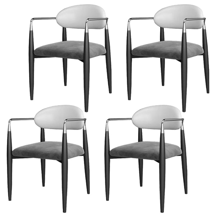 Contemporary Metal Dining Room Armchairs Open Back Dining Side Chair for Kitchen Grey 4 Piece Set Clearhalo ' kitchen&dining_furn' 'Dining Chairs' 'Dining Tables & Seating' 'dining_chair' 'furn' 'furn_dining_chair' 'Furniture' 'furniture_dining_chair' 'Kitchen & Dining Furniture' 'kitchen' 3703639