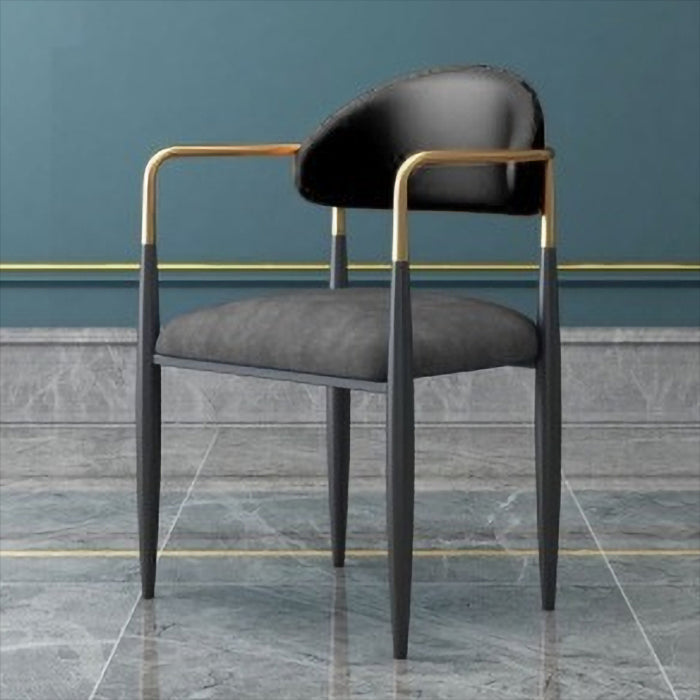 Contemporary Metal Dining Room Armchairs Open Back Dining Side Chair for Kitchen Dark Gray 1 Piece Clearhalo ' kitchen&dining_furn' 'Dining Chairs' 'Dining Tables & Seating' 'dining_chair' 'furn' 'furn_dining_chair' 'Furniture' 'furniture_dining_chair' 'Kitchen & Dining Furniture' 'kitchen' 3703640