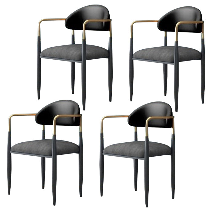 Contemporary Metal Dining Room Armchairs Open Back Dining Side Chair for Kitchen Dark Gray 4 Piece Set Clearhalo ' kitchen&dining_furn' 'Dining Chairs' 'Dining Tables & Seating' 'dining_chair' 'furn' 'furn_dining_chair' 'Furniture' 'furniture_dining_chair' 'Kitchen & Dining Furniture' 'kitchen' 3703644