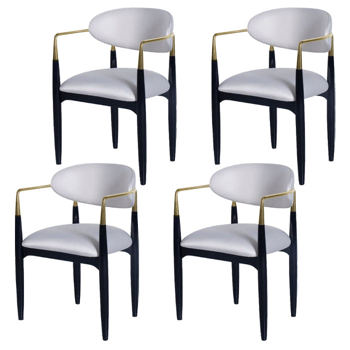 Contemporary Metal Dining Room Armchairs Open Back Dining Side Chair for Kitchen White 4 Piece Set Clearhalo ' kitchen&dining_furn' 'Dining Chairs' 'Dining Tables & Seating' 'dining_chair' 'furn' 'furn_dining_chair' 'Furniture' 'furniture_dining_chair' 'Kitchen & Dining Furniture' 'kitchen' 3703648